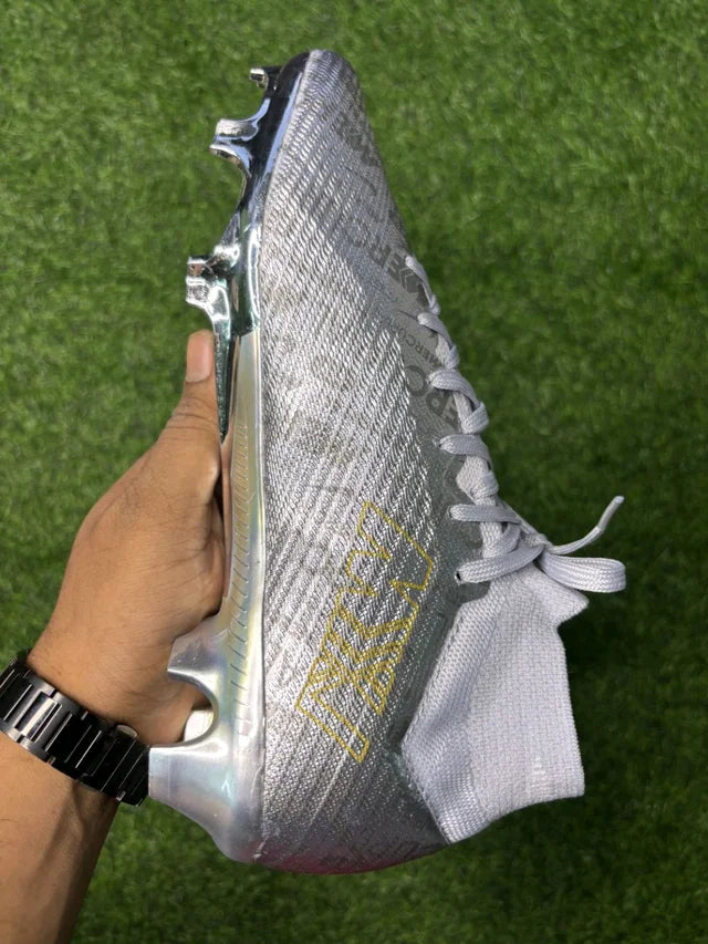 Mercurial Superfly 9 Silver Colour High-top FG With Lace