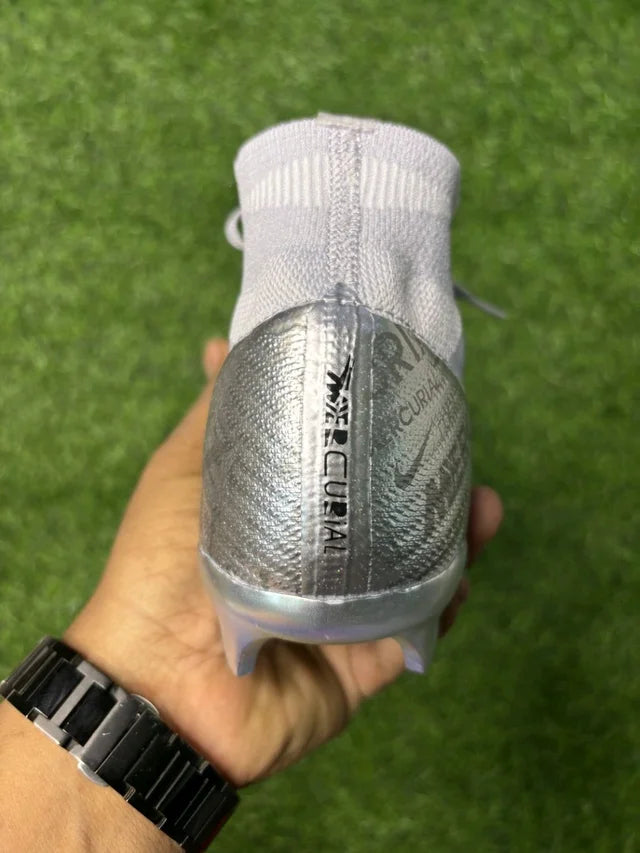 Mercurial Superfly 9 Silver Colour High-top FG With Lace