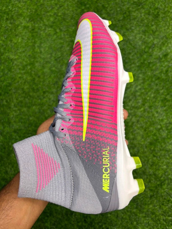 Mercurial Superfly V FG Pink/Wolf Grey Colour High-top With Lace