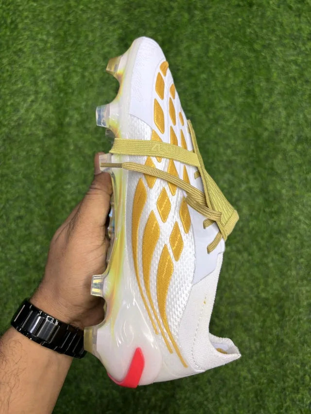 Predator Foldover Elite Next-gen White Gold Colour FG With Lace