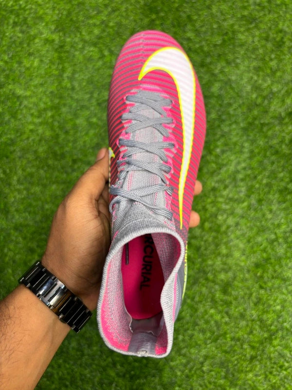 Mercurial Superfly V FG Pink/Wolf Grey Colour High-top With Lace