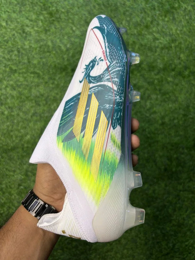F50 Elite White Green Mo Salah Edition Low-top FG With Lace
