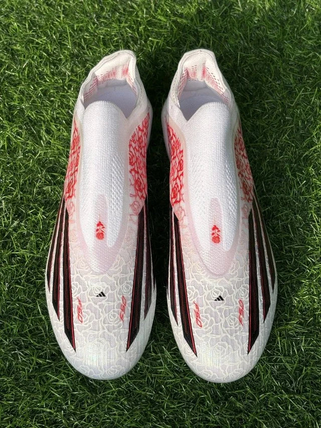F50 Elite White Red Low-top FG Without Lace (Heartbreak)