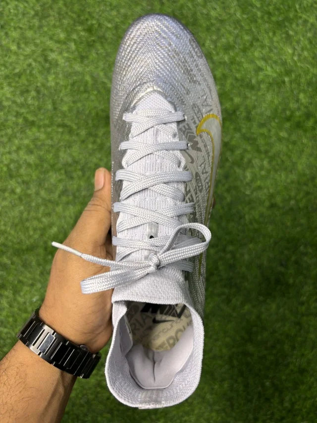Mercurial Superfly 9 Silver Colour High-top FG With Lace