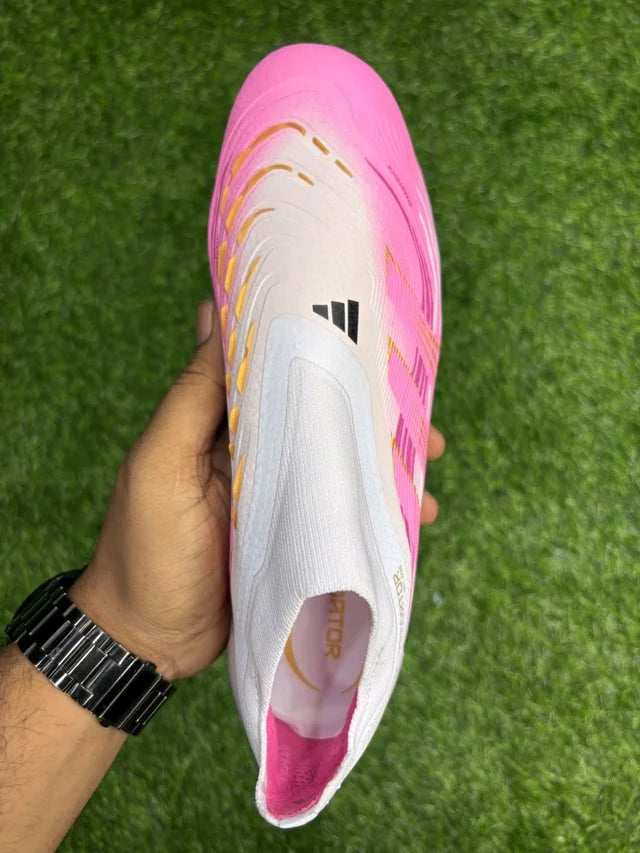 Predator Elite White And Pink Colour FG Without Lace