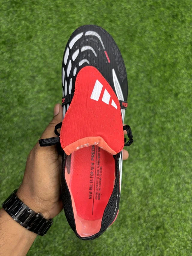 Predator Elite Foldover FG Red And Black With lace