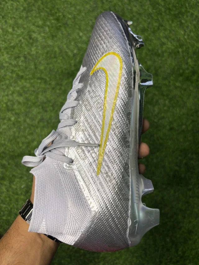 Mercurial Superfly 9 Silver Colour High-top FG With Lace