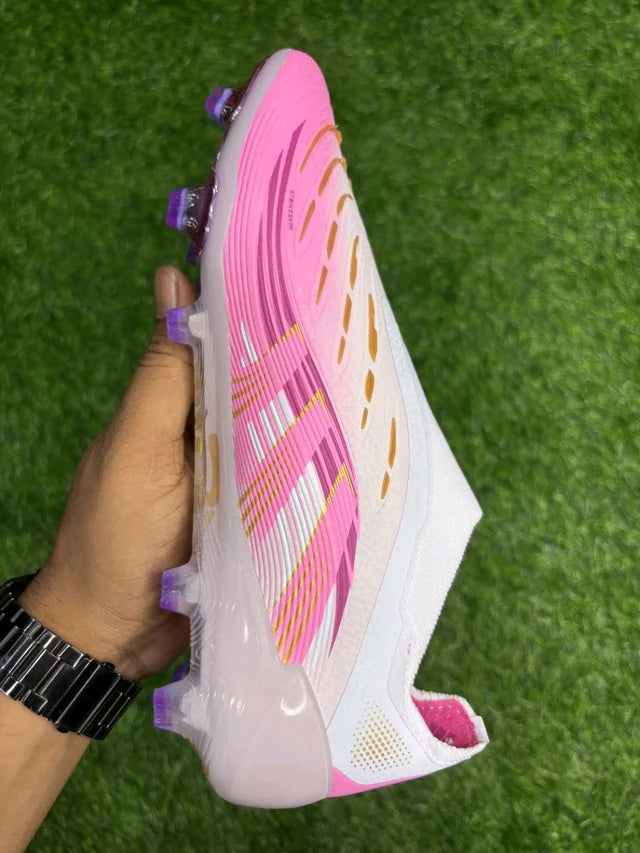Predator Elite White And Pink Colour FG Without Lace