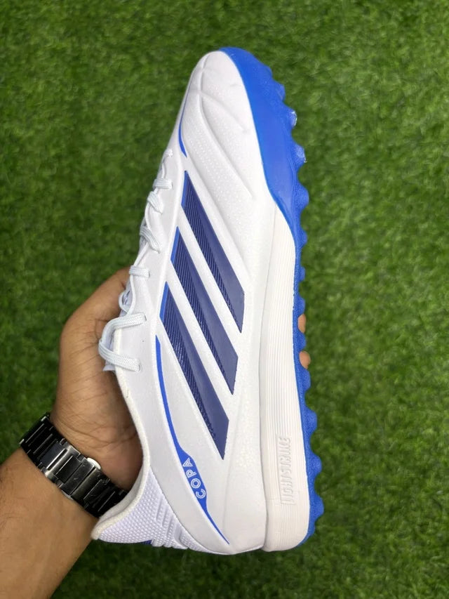 Copa Pure 4 Elite White Blue Turf/AG With Lace
